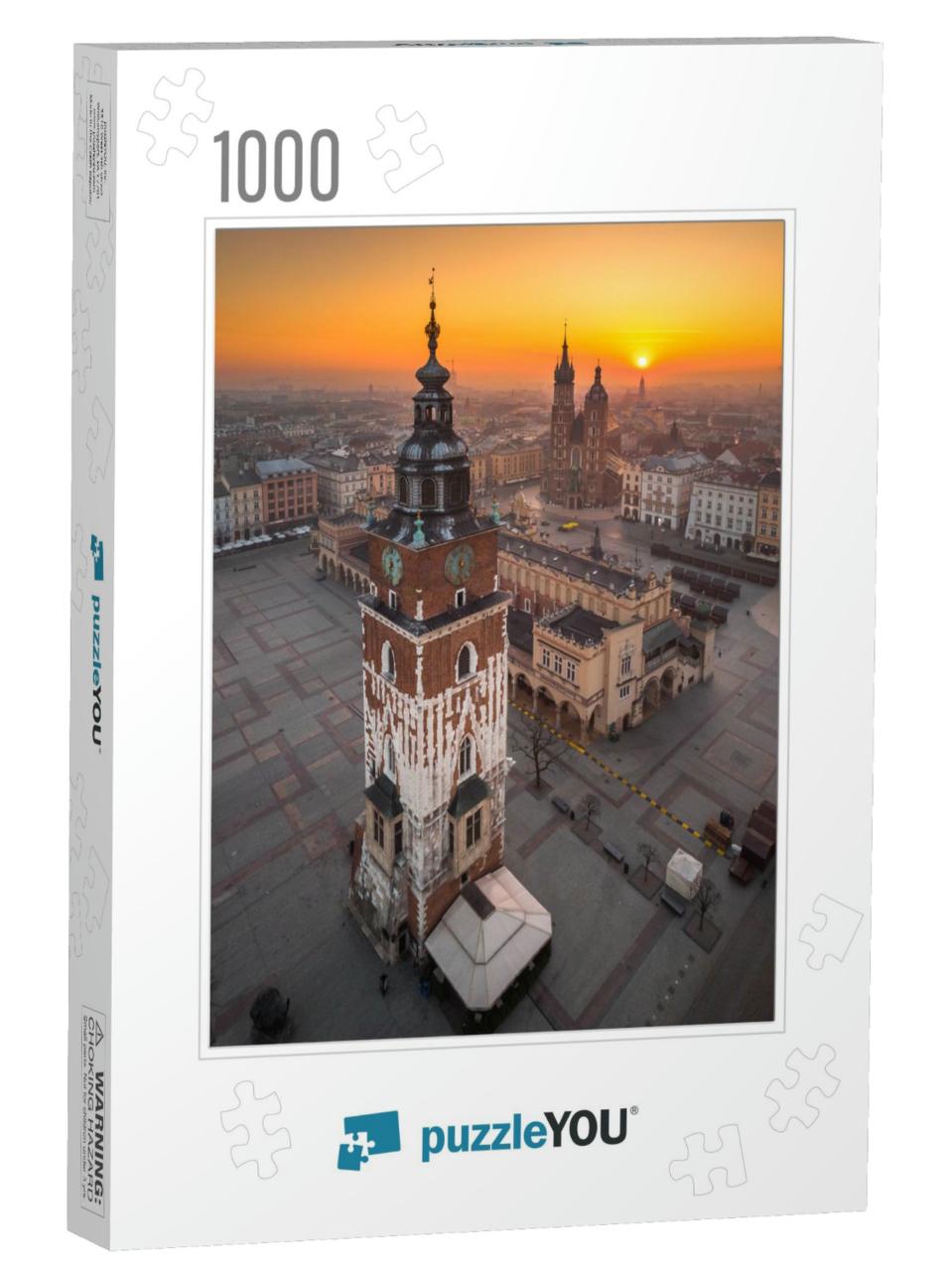 Aerial View of the Market Square in Cracow in Sunrise Tim... Jigsaw Puzzle with 1000 pieces