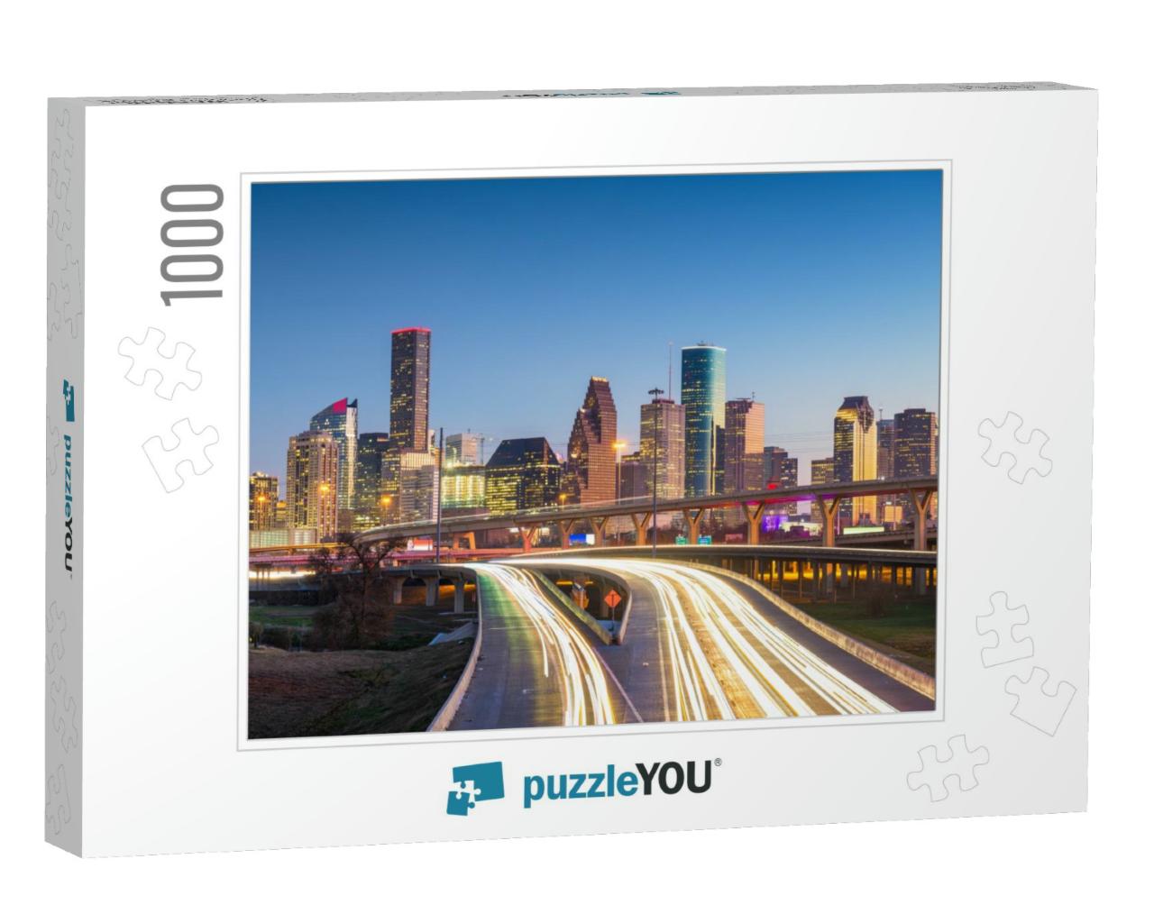 Houston, Texas, USA Downtown Skyline Over the Highways At... Jigsaw Puzzle with 1000 pieces