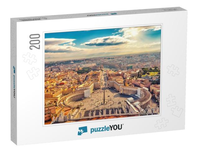 Saint Peters Square in Vatican & Aerial View of Rome... Jigsaw Puzzle with 200 pieces