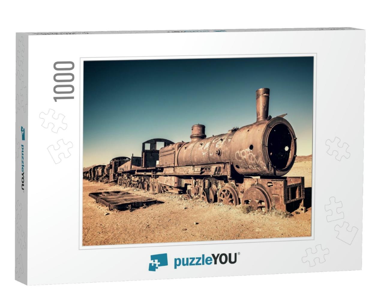 Old Rusty Locomotive Abandoned in the Train Cemetery of U... Jigsaw Puzzle with 1000 pieces