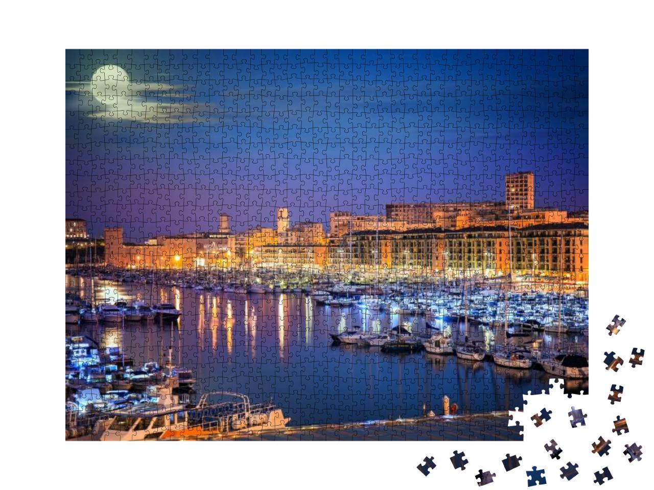 Harbor of Marseille At Night, Provence, France... Jigsaw Puzzle with 1000 pieces