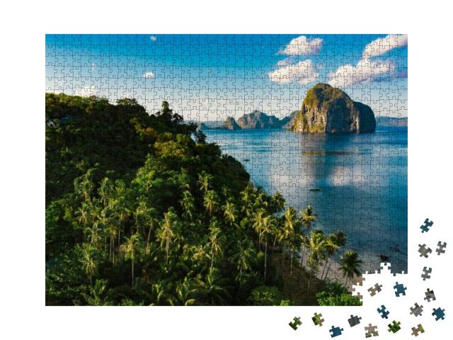 Aerial View Las Cabanas Beach in El Nido, Palawan, Philip... Jigsaw Puzzle with 1000 pieces