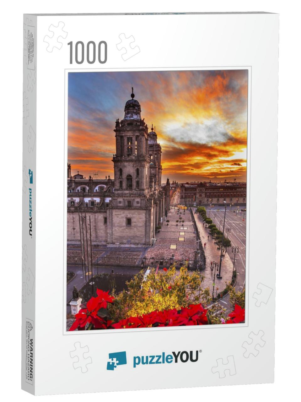 Metropolitan Cathedral Christmas in Zocalo, Center of Mex... Jigsaw Puzzle with 1000 pieces