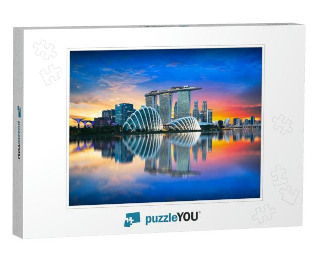 Singapore City Skyline At Dusk... Jigsaw Puzzle