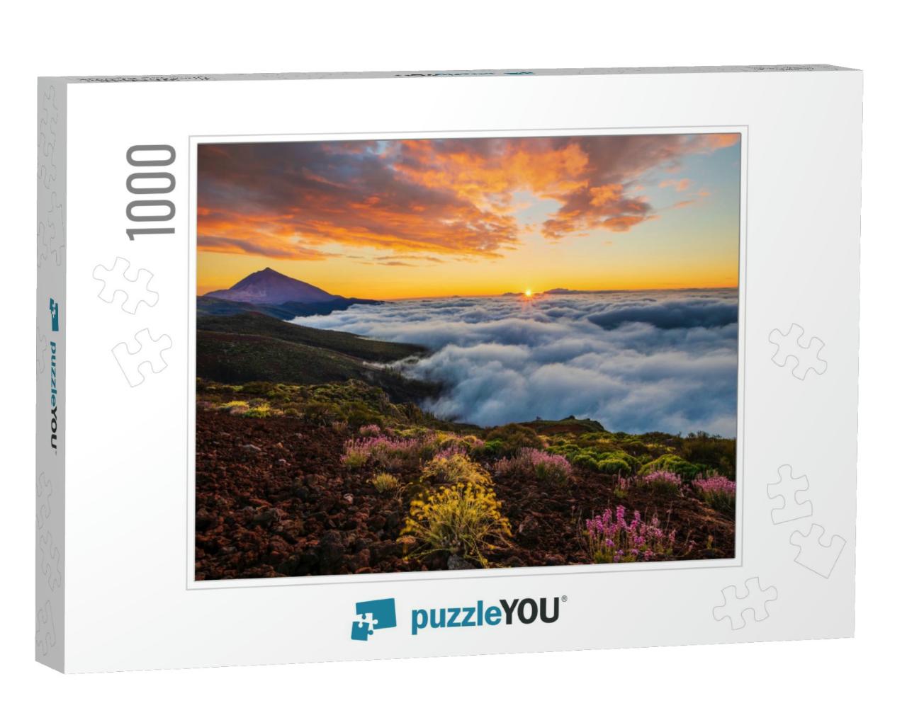 Spectacular Sunset Above the Clouds in the Teide Volcano... Jigsaw Puzzle with 1000 pieces