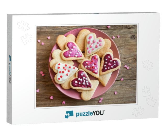 Glazed Heart Shaped Cookies for Valentines Day - Deliciou... Jigsaw Puzzle