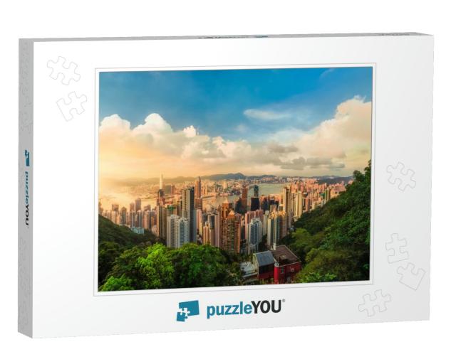 Beautiful Sunset Over the Victoria Bay in Hong Kong, Chin... Jigsaw Puzzle