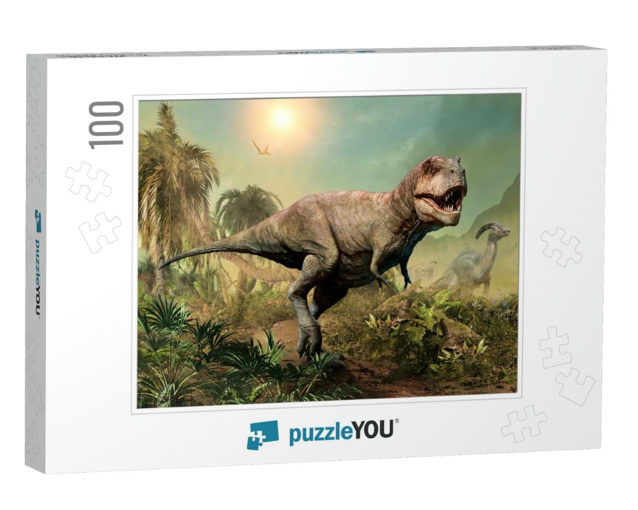 Tyrannosaurus Rex Scene 3D Illustration... Jigsaw Puzzle with 100 pieces
