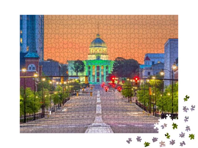 Montgomery, Alabama, USA with the State Capitol At Dawn... Jigsaw Puzzle with 1000 pieces
