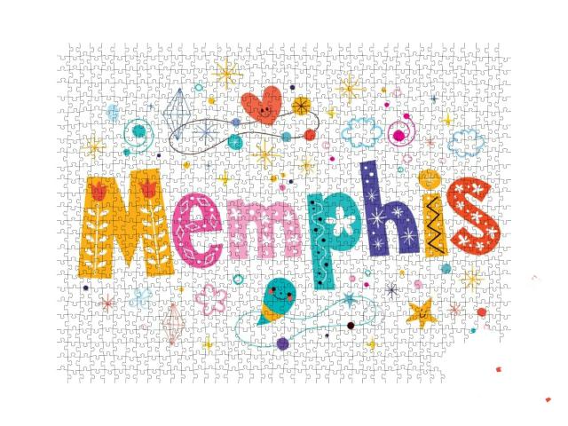 Memphis Decorative Type Lettering Text Design... Jigsaw Puzzle with 1000 pieces