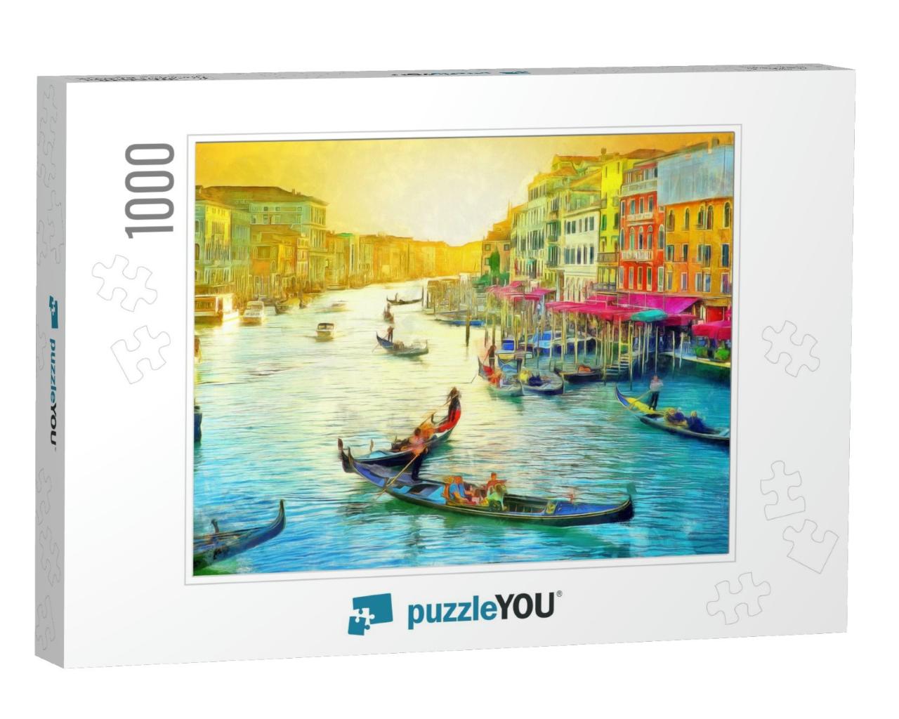 Oil Painting of Amazing View on the Beautiful Venice, Ita... Jigsaw Puzzle with 1000 pieces