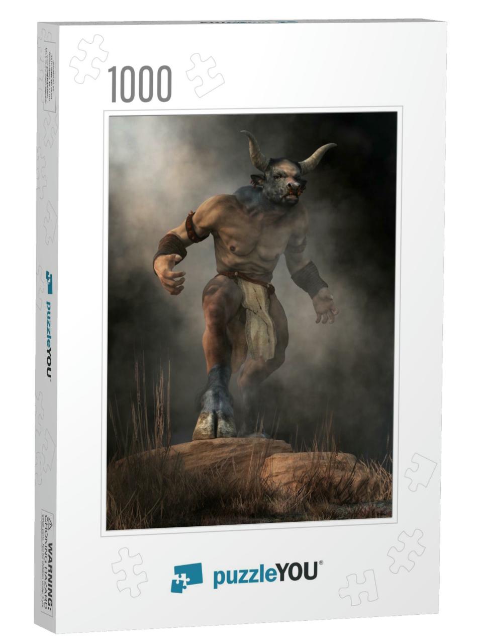 The Minotaur, Half Man Half Bull, Stands on a Rock in an... Jigsaw Puzzle with 1000 pieces