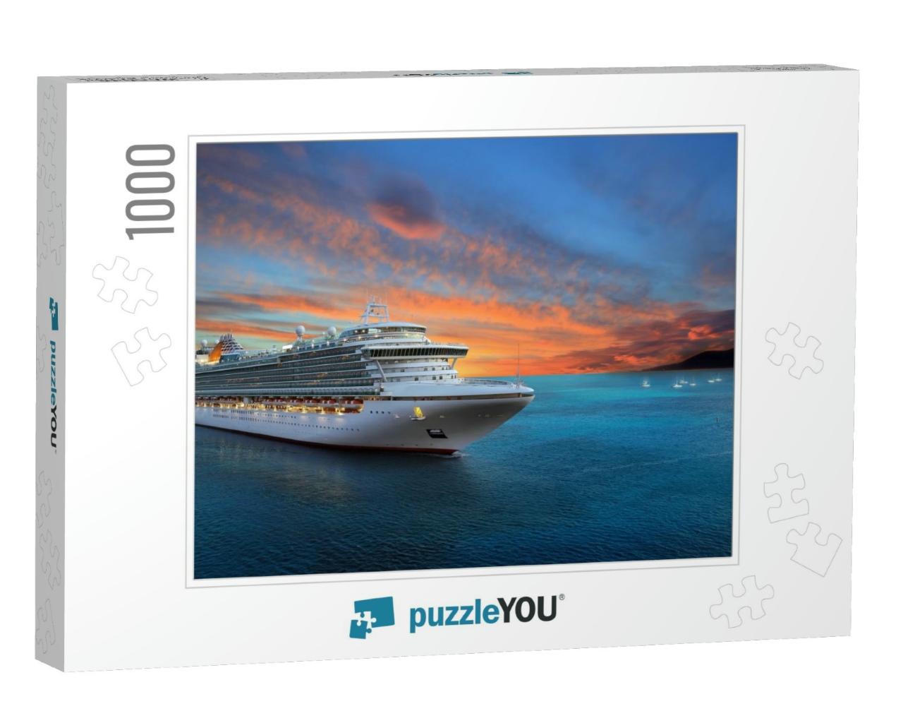 Luxury Cruise Ship Sailing to Port on Sunrise... Jigsaw Puzzle with 1000 pieces