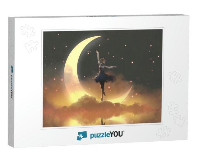 A Ballerina Dancing with Fireflies Against the Crescent M... Jigsaw Puzzle