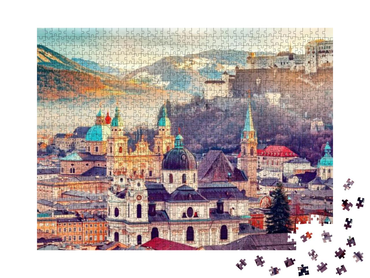 Salzburg, Austria, Europe. City in Alps of Mozart Birth... Jigsaw Puzzle with 1000 pieces