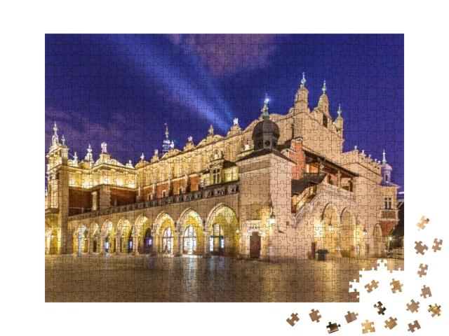 Sukiennice on the Main Market Square in Krakow, by Night... Jigsaw Puzzle with 1000 pieces