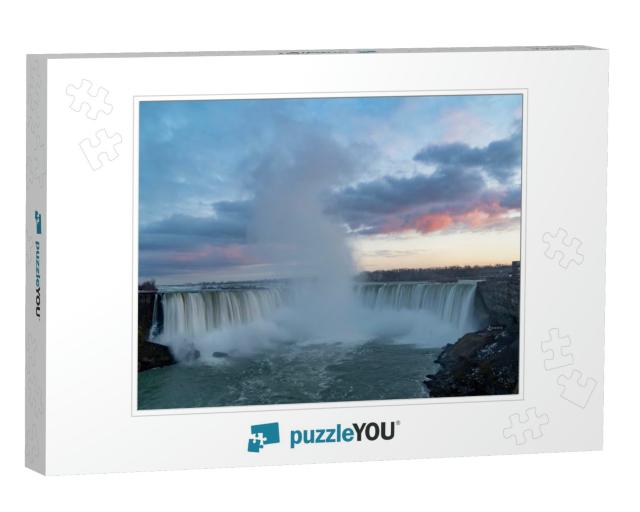 A Long Exposure Photograph of Niagara Falls, Ontario with... Jigsaw Puzzle