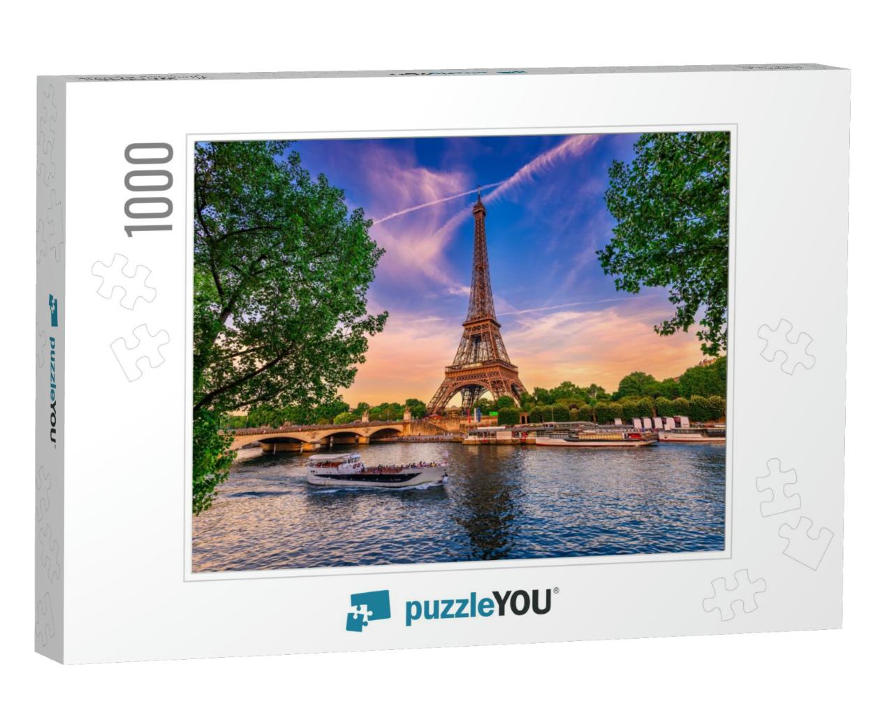 Paris Eiffel Tower & River Seine At Sunset in Paris, Fran... Jigsaw Puzzle with 1000 pieces