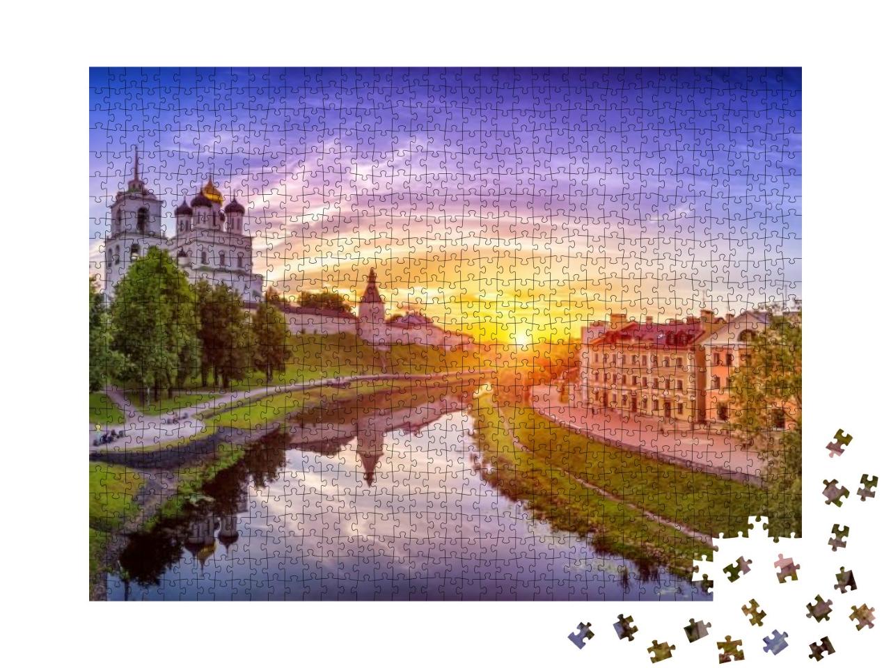 Kremlin in Pskov, Russia. Ancient Fortress. Golden Dome o... Jigsaw Puzzle with 1000 pieces
