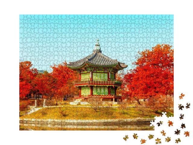 Gyeongbokgung Palace, Hyangwonjeong Pavilion, in A... Jigsaw Puzzle with 1000 pieces