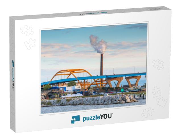 Milwaukee, Wisconsin, USA At Hoan Bridge & Lake Michigan... Jigsaw Puzzle