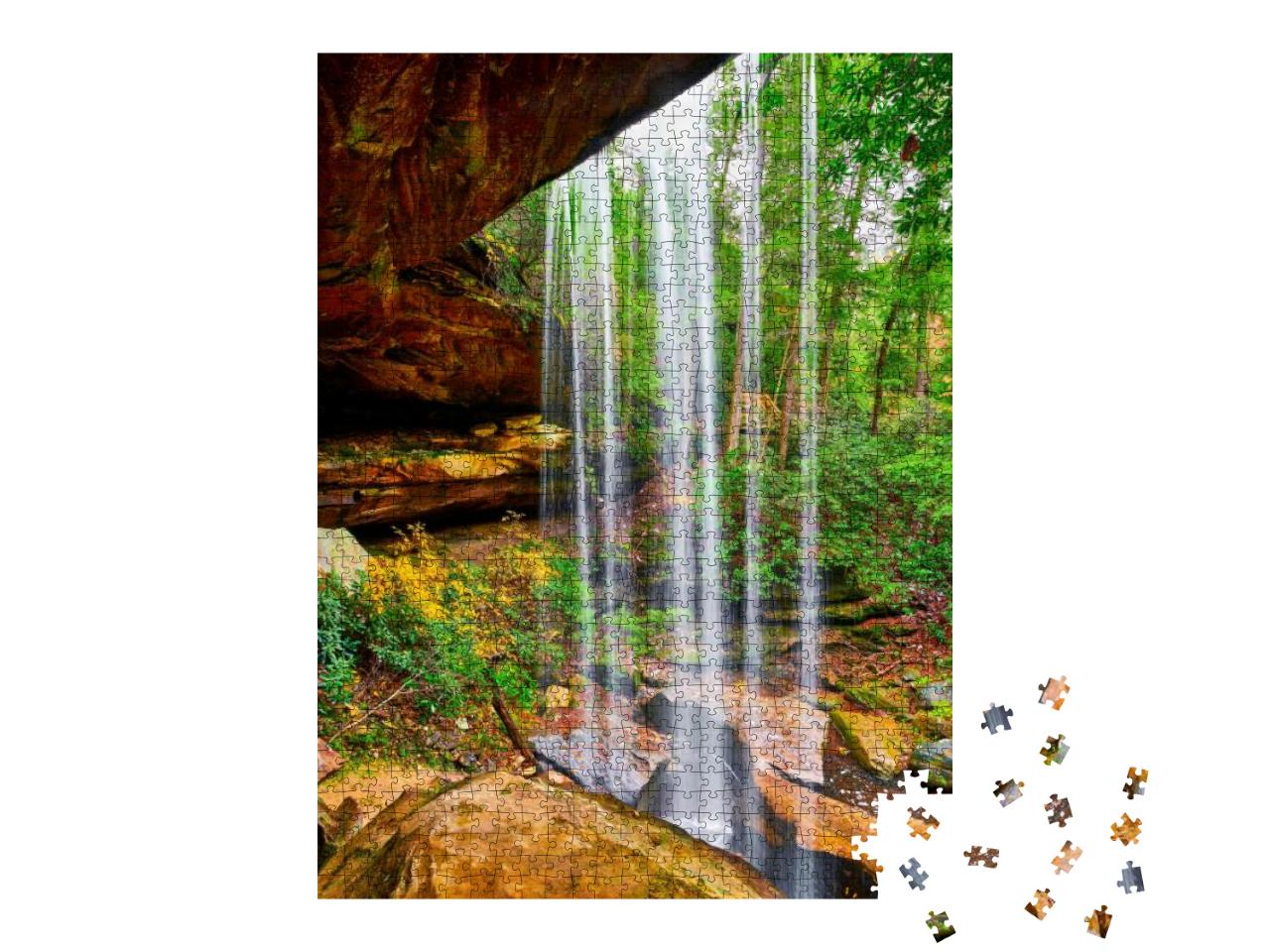 View of Van Hook Falls from Behind Falls... Jigsaw Puzzle with 1000 pieces
