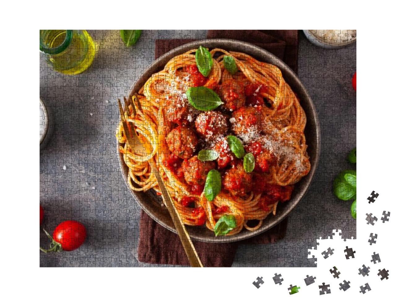 Spaghetti with Meatballs & Tomato Sauce, Italian Pasta... Jigsaw Puzzle with 1000 pieces