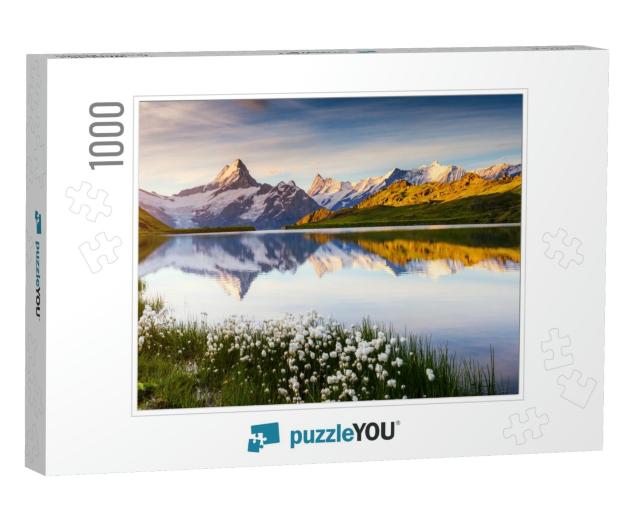 Great View of Bernese Range Above Bachalpsee Lake. Dramat... Jigsaw Puzzle with 1000 pieces