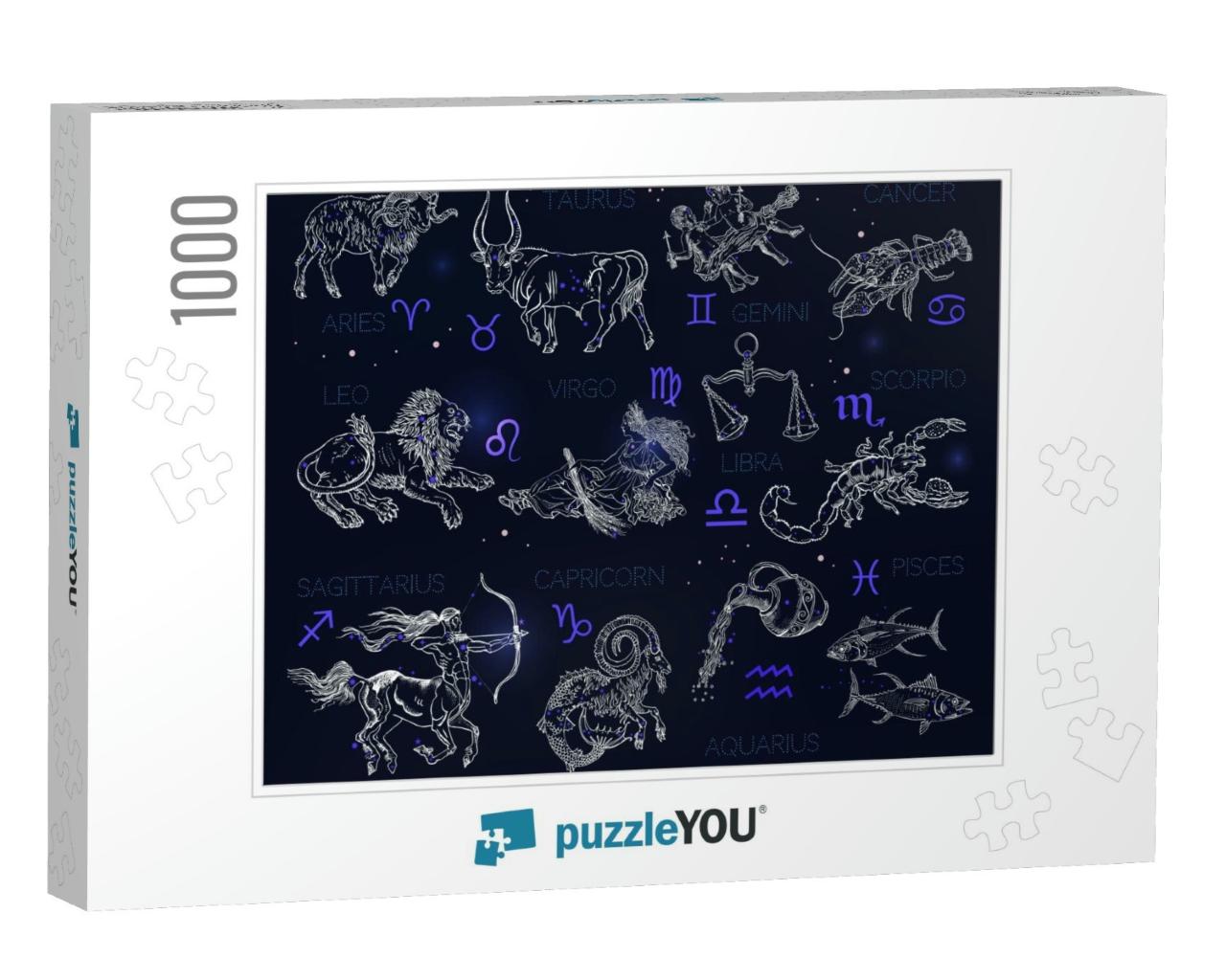 Constellations, Zodiac Signs, Horoscope. Aries, Taurus, G... Jigsaw Puzzle with 1000 pieces