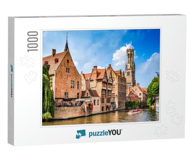 Bruges, Belgium - 7 August 2014 Scenery with Water Canal... Jigsaw Puzzle with 1000 pieces