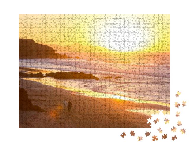 La Pared Surfers Beach in Sunset, Fuerteventura, Canary I... Jigsaw Puzzle with 1000 pieces