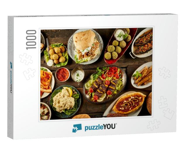 Top Down View on Freshly Prepared Delicious Varieties of... Jigsaw Puzzle with 1000 pieces