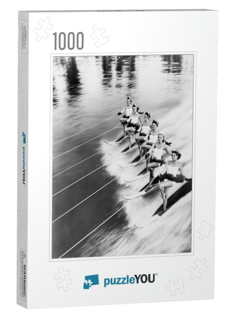 Row of Women Water Skiing... Jigsaw Puzzle with 1000 pieces