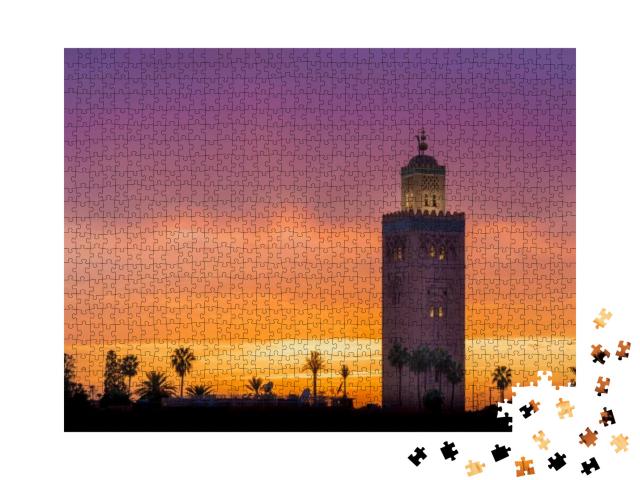 Koutoubia Mosque in Marrakech Morocco with a Beautiful Pu... Jigsaw Puzzle with 1000 pieces