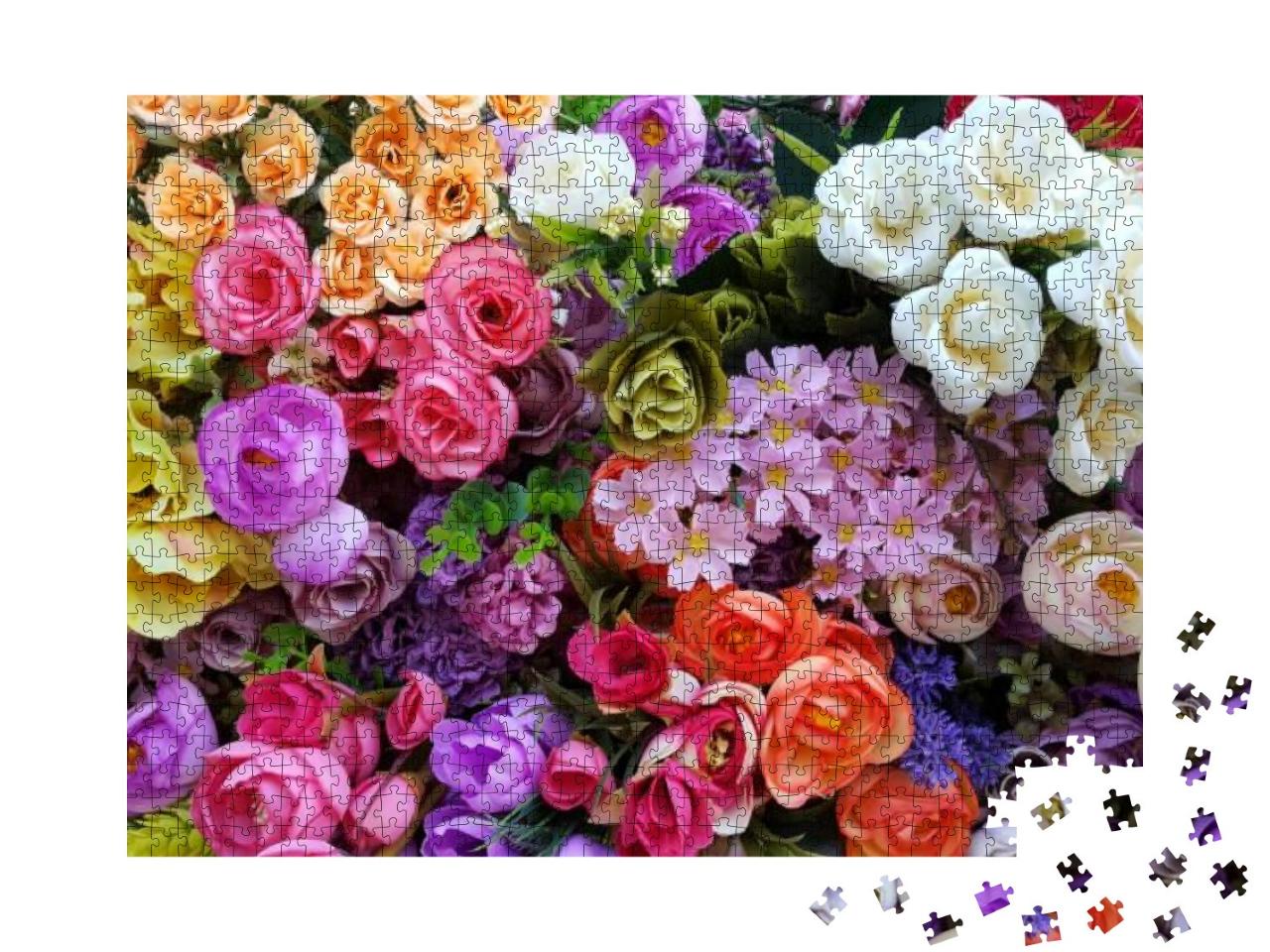 Irregularly Placed Flowers in Various Colors... Jigsaw Puzzle with 1000 pieces