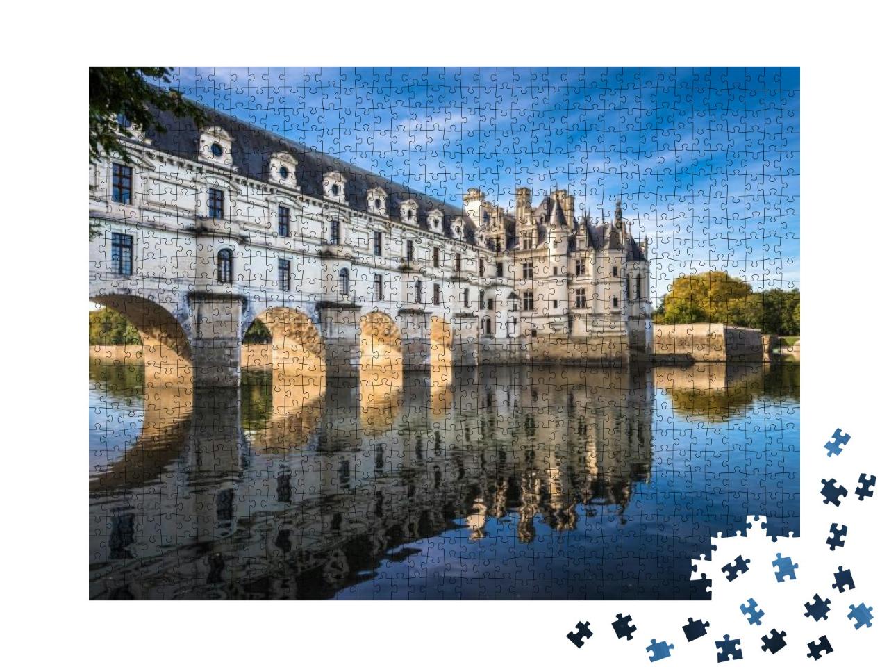 Chateau De Chenonceau on the Cher River, Loire Valley, Fr... Jigsaw Puzzle with 1000 pieces