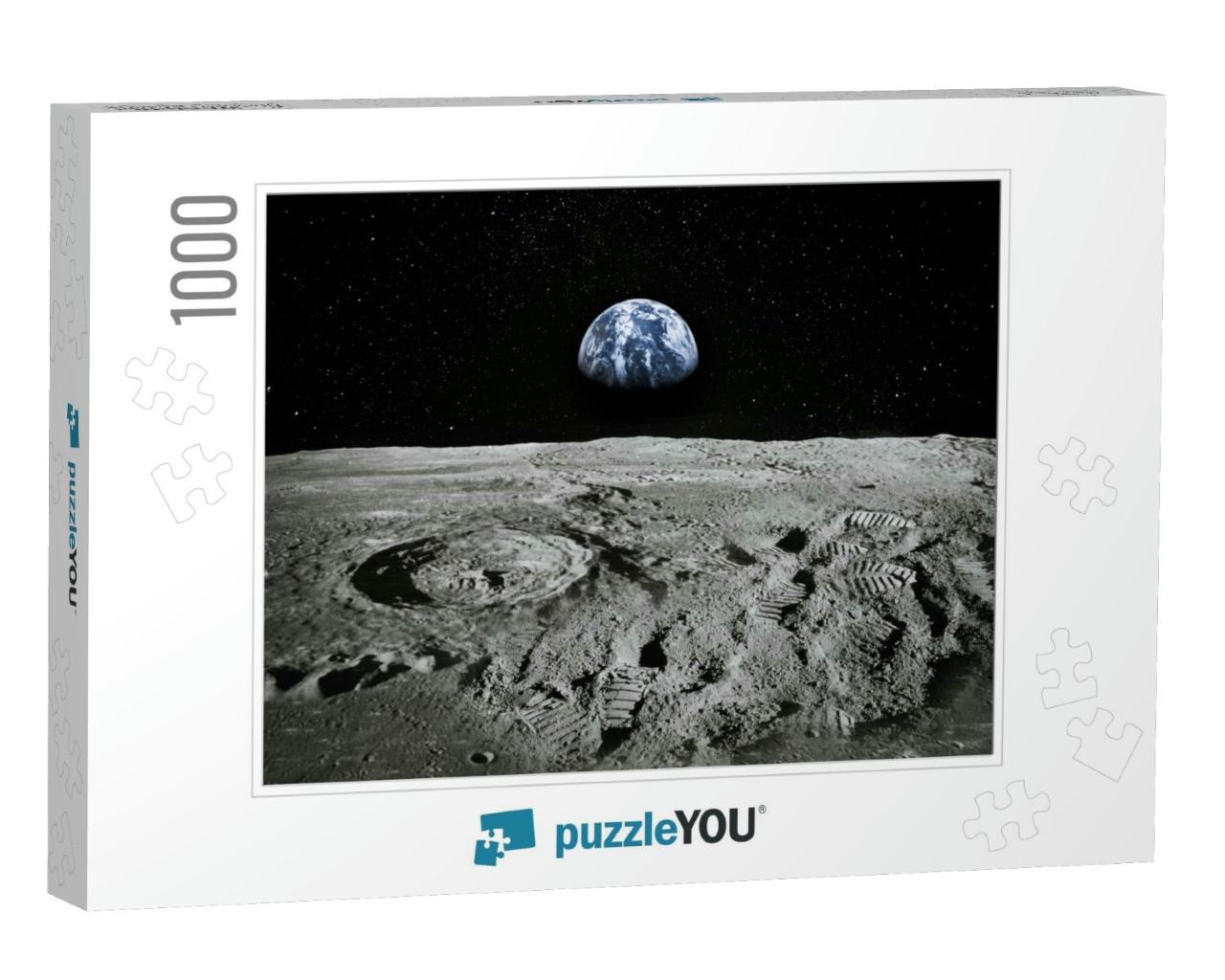 View of Moon Limb with Earth Rising on the Horizon. Footp... Jigsaw Puzzle with 1000 pieces