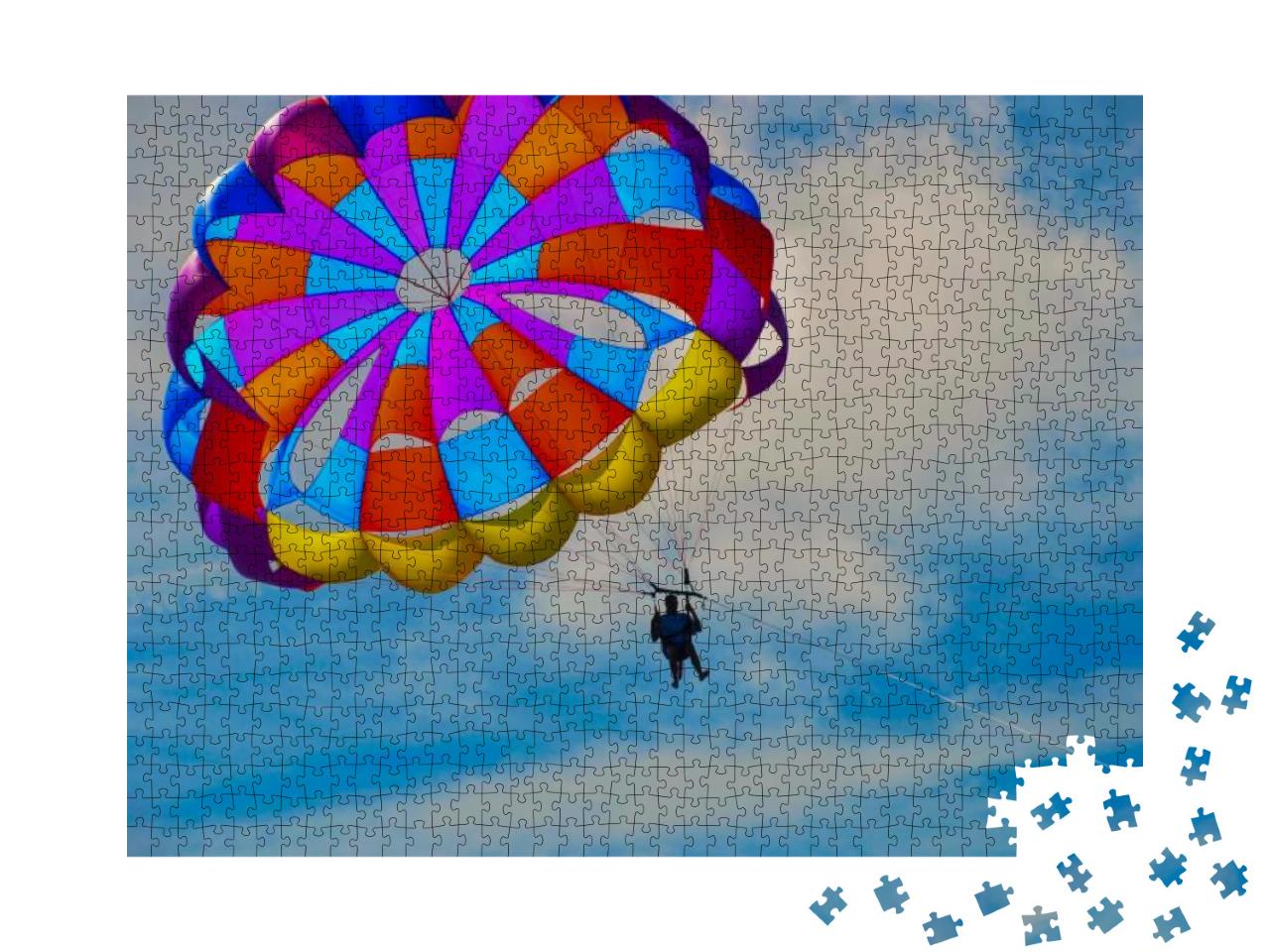 Close Up Picture of a Person in the Sky with Colorful Par... Jigsaw Puzzle with 1000 pieces