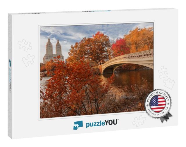 Bow Bridge in Central Park During Autumn... Jigsaw Puzzle