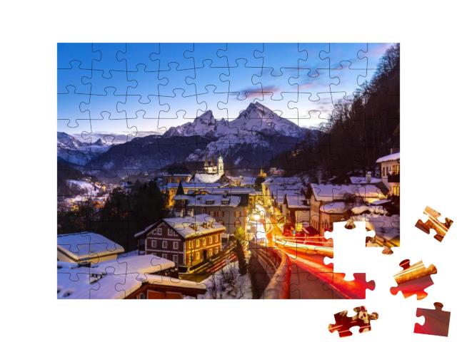 Historic Town of Berchtesgaden with Famous Watzmann Mount... Jigsaw Puzzle with 100 pieces