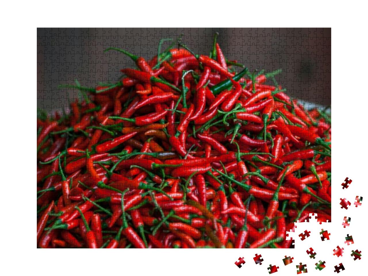 Red Chili Pepper At a Street Market, Vietnam... Jigsaw Puzzle with 1000 pieces