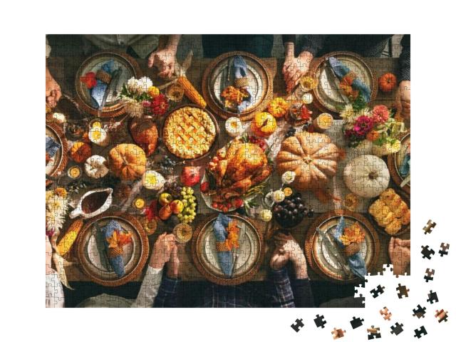 Group of Friends or Family Members Giving Thanks to God A... Jigsaw Puzzle with 1000 pieces