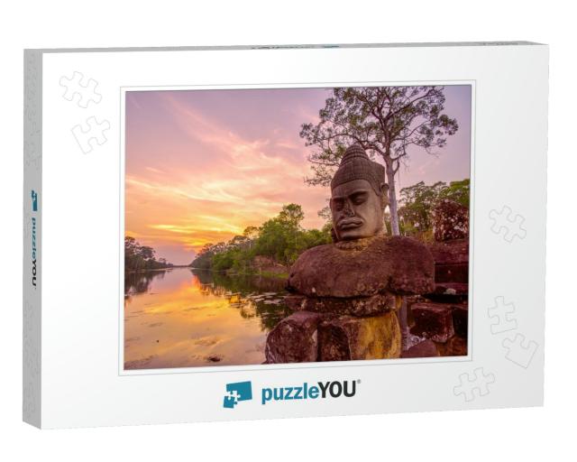 Ancient Statues Outside South Gate of Angkor Thom At Suns... Jigsaw Puzzle