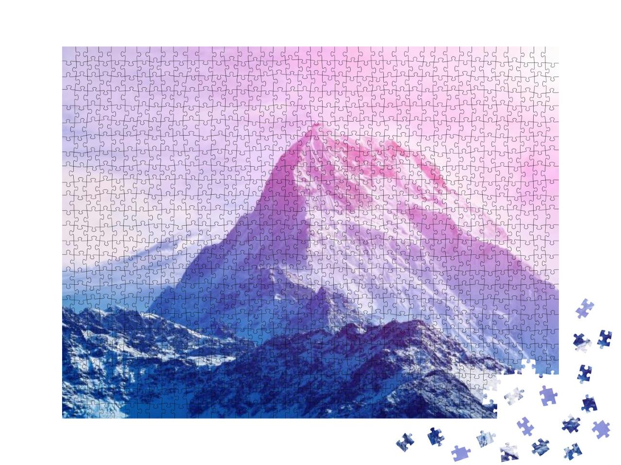 Beautiful Cloudy Sunrise in the Mountains with Snow Ridge... Jigsaw Puzzle with 1000 pieces