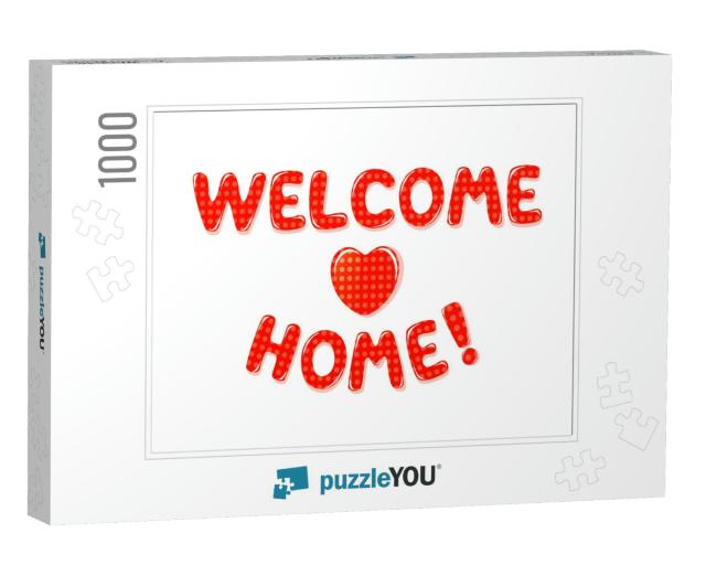 Welcome Home Text with Red Polka Dot Design... Jigsaw Puzzle with 1000 pieces