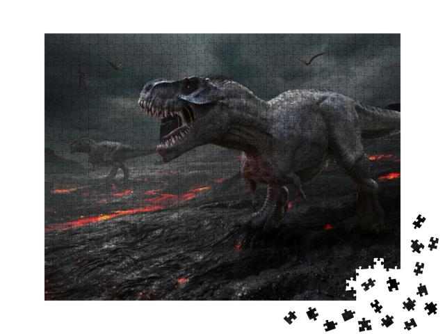 3D Rendering of the Extinction of the Dinosaurs... Jigsaw Puzzle with 1000 pieces