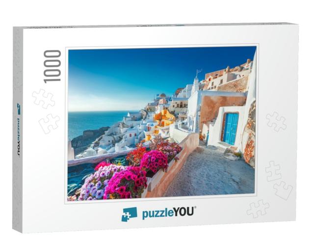 Santorini, Greece. Picturesque View of Traditional Cyclad... Jigsaw Puzzle with 1000 pieces