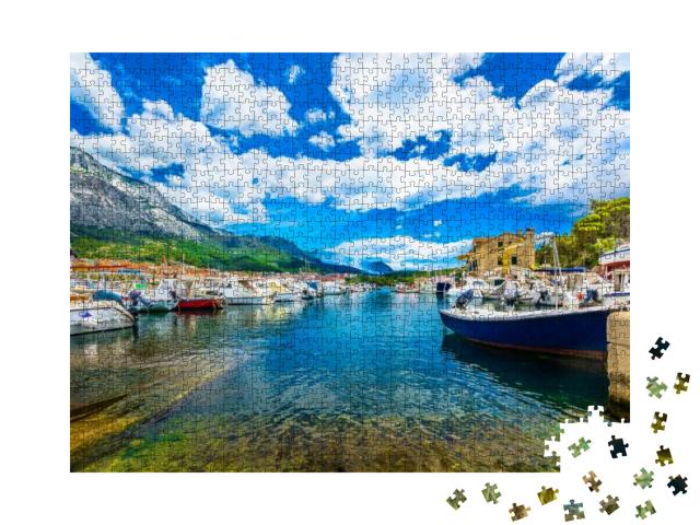 Scenic Colorful View At Makarska Riviera in Croatia, Popu... Jigsaw Puzzle with 1000 pieces
