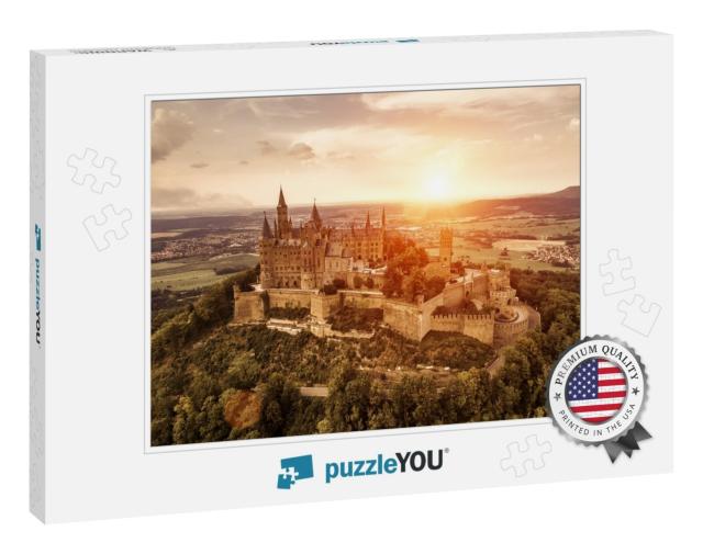Hohenzollern Castle At Sunset, Aerial View of Old German... Jigsaw Puzzle