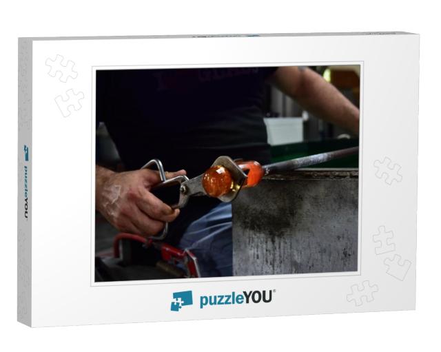 Glass blowing art and flame.Handmade glassware 5 Jigsaw Puzzle